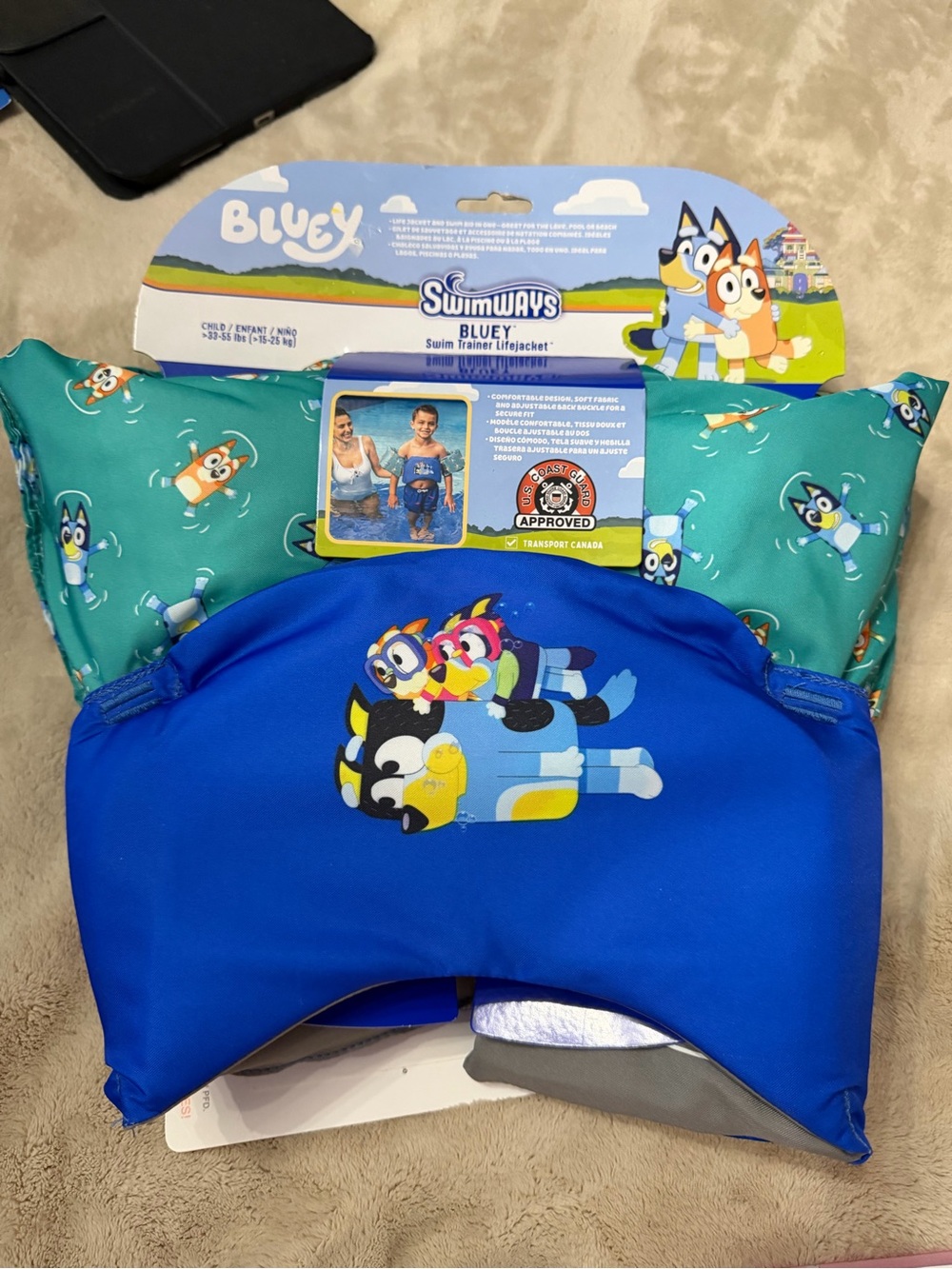 SwimWays Bluey Kids Swim Trainer Rashguard - Blue & Teal